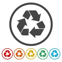 Sticker - Recycle icon in circle . Vector illustration