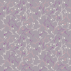 Detail seamless pattern with cute flowers isolated on purple bac