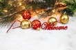 Christmas welcome sign with holiday decor