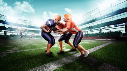 Wall Mural - Professional american football player in action on stadium