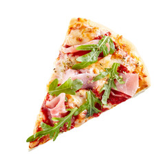 Wall Mural - Tasty pizza snack with arugula and ham