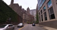 PITTSBURGH - Circa September, 2016 - A Driving Perspective Approaching The Allegheny County Courthouse In Downtown Pittsburgh.  	