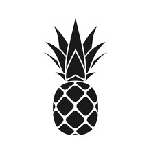 Pineapple With Leaf Icon. Tropical Fruit Isolated On White Background. Symbol Of Food, Sweet, Exotic And Summer, Vitamin, Healthy. Nature Logo Dessert. Flat Concept. Design Element Vector Illustration