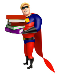 Wall Mural - Superhero with Book stack