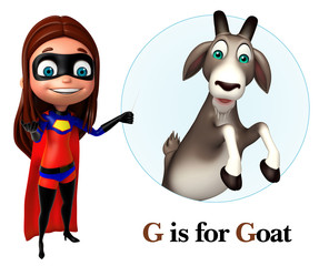 Canvas Print - Super girl pointing Goat