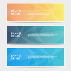 Canvas Print - Banner design. Collection of three colorful banners with polygonal background.
