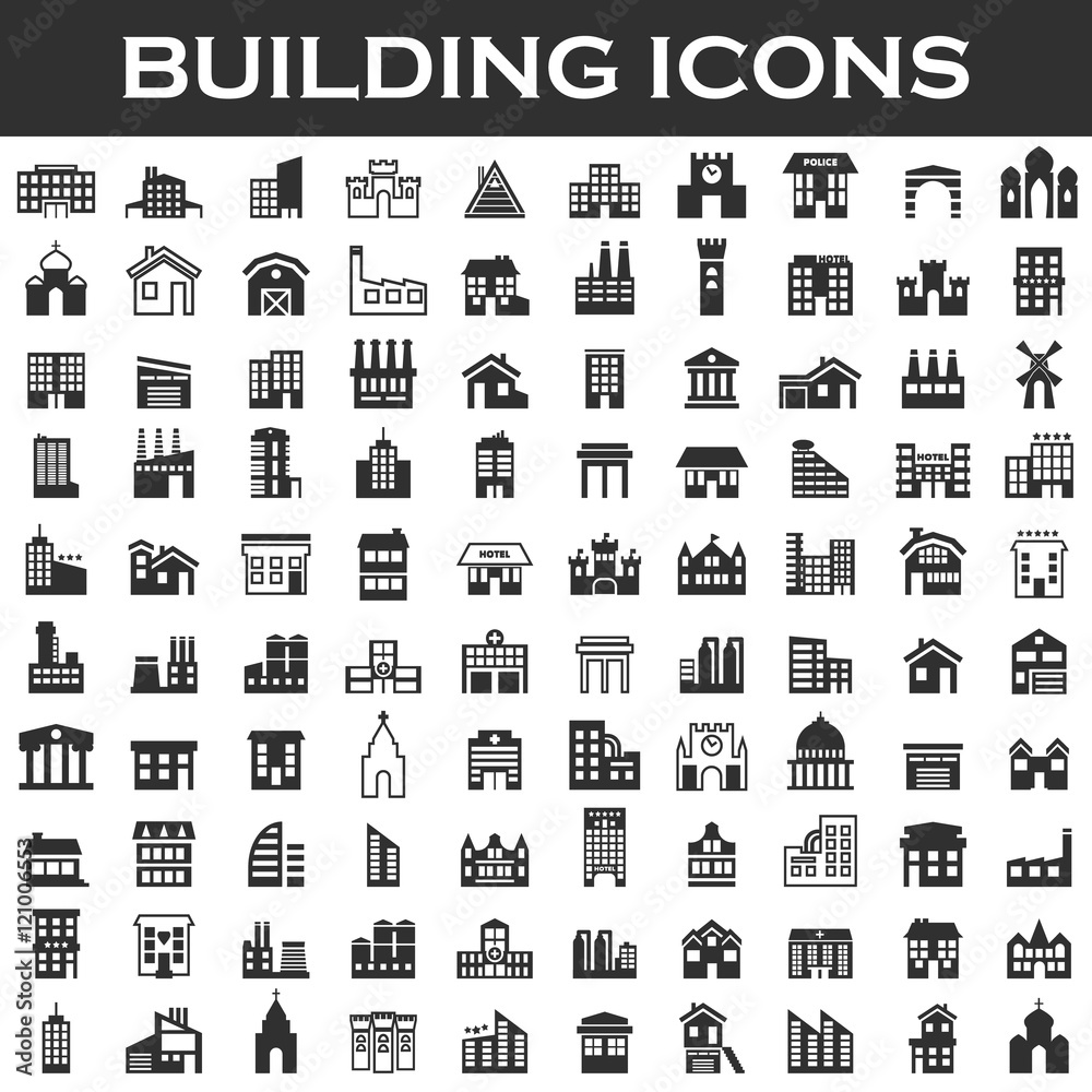 building icons set Stock Vector | Adobe Stock