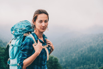 Canvas Print - Beautiful hiker woman