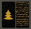 © Liliya - Christmas tree with gold sequins. Collection Christmas card templates. Christmas Posters set. Card, banner, invitation. New Year