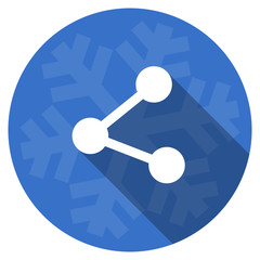 Aufkleber - share blue flat design christmas winter web icon with snowflake