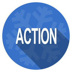Aufkleber - action blue flat design christmas winter web icon with snowflake