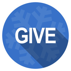 Poster - give blue flat design christmas winter web icon with snowflake