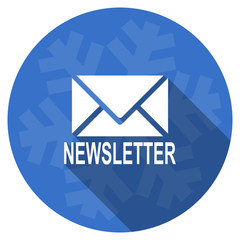 Poster - newsletter blue flat design christmas winter web icon with snowflake