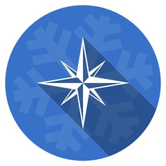 Poster - compass blue flat design christmas winter web icon with snowflake