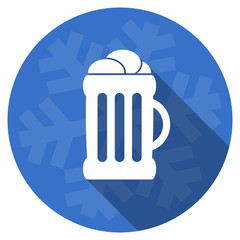 Poster - beer blue flat design christmas winter web icon with snowflake