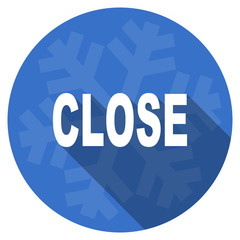Poster - close blue flat design christmas winter web icon with snowflake