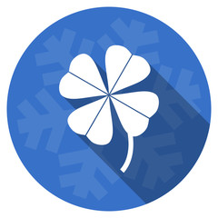 Aufkleber - four-leaf clover blue flat design christmas winter web icon with snowflake