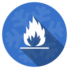 Poster - flame blue flat design christmas winter web icon with snowflake