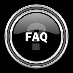 Aufkleber - faq silver chrome metallic round web icon on black background