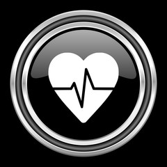Aufkleber - pulse silver chrome metallic round web icon on black background