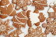 Pattern Christmas gingerbread on a gray background