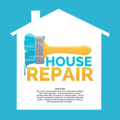 Poster - Logo home repair and realistic brush on white background.