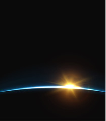 Wall Mural - planet earth sunrise.. globe horizon atmosphere. view of the earth from orbit of the planet . backgr