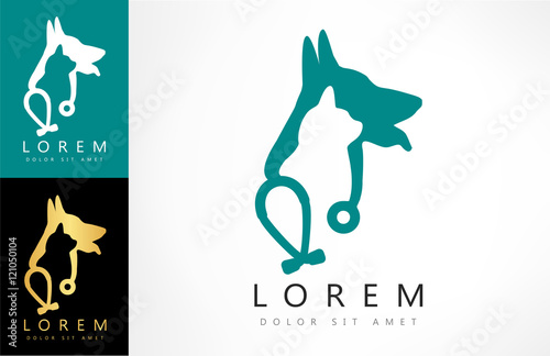 Dog Cat And Stethoscope Logo Veterinary Care Buy This Stock