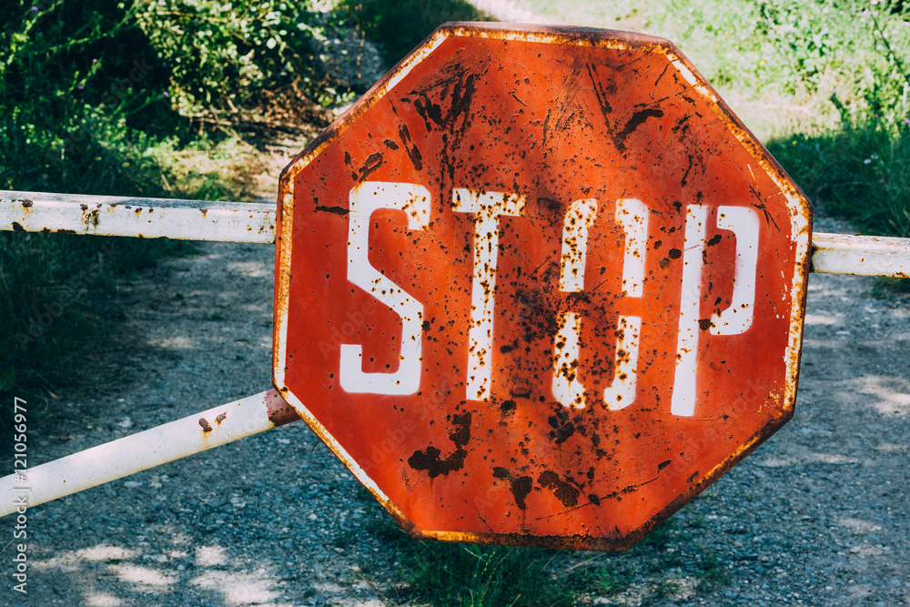 Old rusty stop sign Stock Photo | Adobe Stock