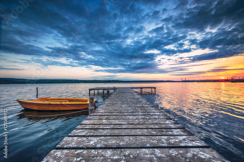 Small Dock and Boat at the lake