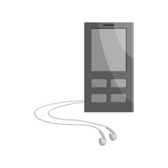 Poster - Music player icon in black monochrome style isolated on white background. Sound symbol vector illustration