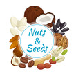 Healthy nuts, seeds and beans round badge