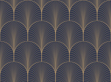 Vintage Tan Blue And Brown Seamless Art Deco Wallpaper Pattern Vector