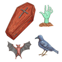 Sticker - Set of Halloween decoration elements