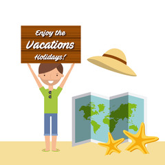 Poster - enjoy the vacations holidays vector illustration design