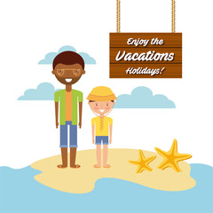 Poster - enjoy the vacations holidays vector illustration design