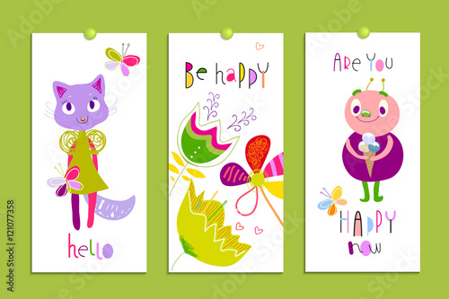 Scarica Gratis Images Set Of Creative Cards With Funny Monsters And Flowers Birthday actualisé par