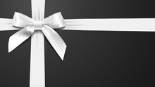 Realistic White Bow On A Black Background