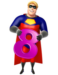 Sticker - Superhero with Digit 8