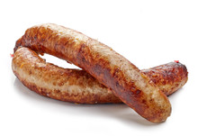 Grilled Sausages On White Background