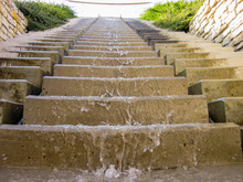 Water Flowing Down The Stairs (close View).