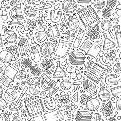 Cartoon cute hand drawn Science seamless pattern