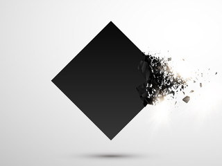 Aufkleber - Black square with debris on white background. Abstract black explosion. Geometric background. Vector
