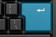 Blue enter key on black keyboard