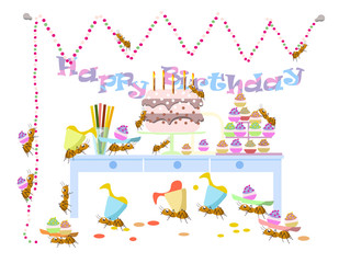 ants celebrate birthday,vector, background