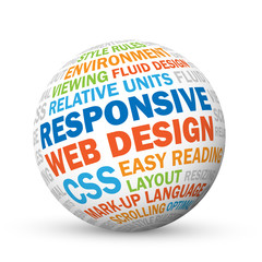Wall Mural - RESPONSIVE WEB DESIGN Vector Tag Cloud on Sphere