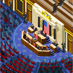 election infographic congress hall us vector isometric people