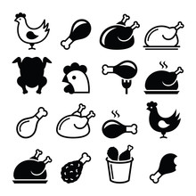 Chicken, Fried Chicken Legs - Food Icons Set 