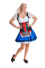 Wall Mural - Beautiful young blond girl of oktoberfest beer stein