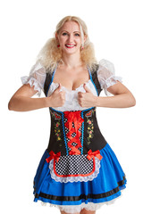 Wall Mural - Beautiful young blond girl of oktoberfest beer stein